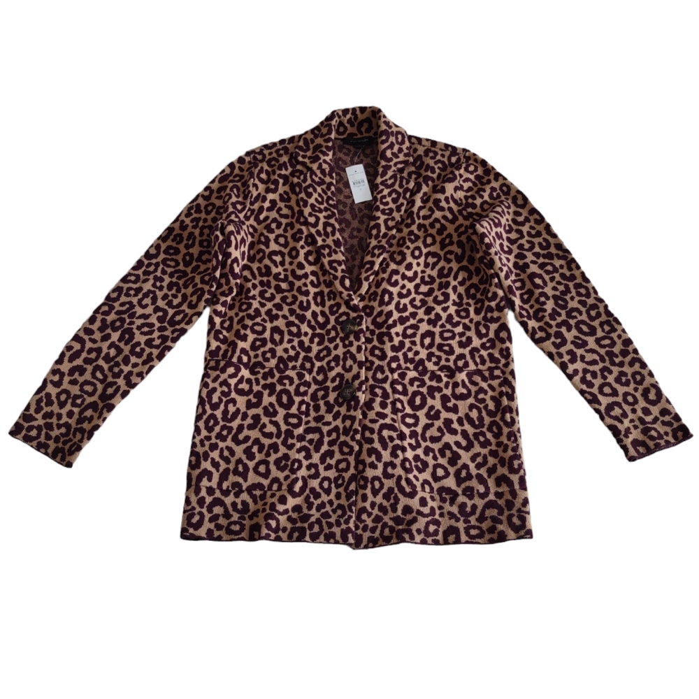 NWT Ann Taylor Size Small Animal Print Two Button Front Closure Sweater